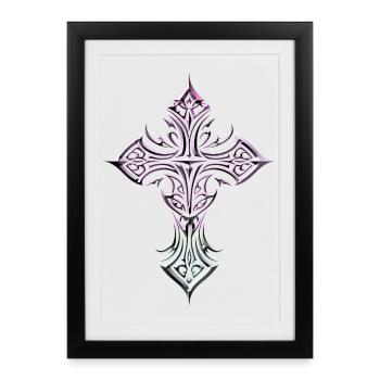 Iridescent Gothic Cross Templar Flair - Framed poster (27 × 37 cm) - black - Front
