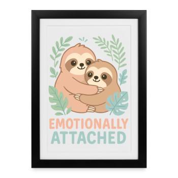 Couple paresseux – Un design mignon avec émotion - Affiche encadrée (27 × 37 cm) - noir - Devant