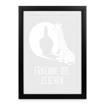 Reconnais les signes majeur de girafe drôle - Affiche encadrée (27 × 37 cm) - noir - Devant