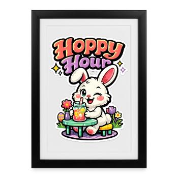 Lapin, j’en ai assez, je vais caresser des lapins - Affiche encadrée (27 × 37 cm) - noir - Devant