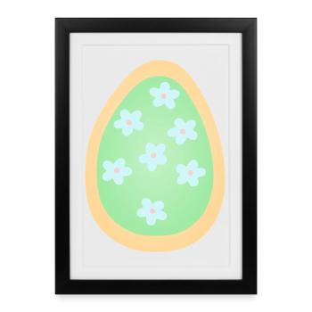 Pastel Floral Egg Pattern - Framed poster (27 × 37 cm) - black - Front
