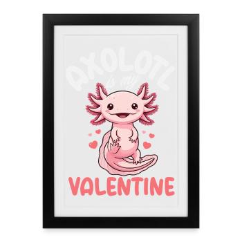 Mignon Axolotl Kawaii Amoureux des Axolotls - Affiche encadrée (27 × 37 cm) - noir - Devant