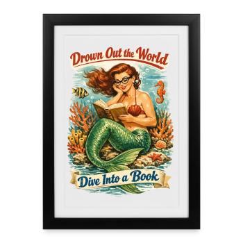 Découvrez votre tranquillité : lecture rétro de sirènes - Affiche encadrée (27 × 37 cm) - noir - Devant