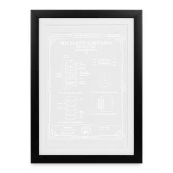 Schéma du plan de la batterie électrique - Affiche encadrée (27 × 37 cm) - noir - Devant