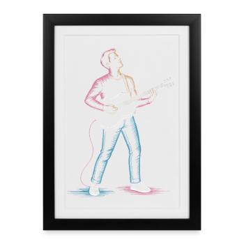 Gitarrist, Mann spielt Gitarre, Kunstdruck - Gerahmtes Poster (27 × 37 cm) - Schwarz - Vorne