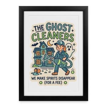 Humour de Ghost Cleaner Ghost Hunter - Affiche encadrée (27 × 37 cm) - noir - Devant