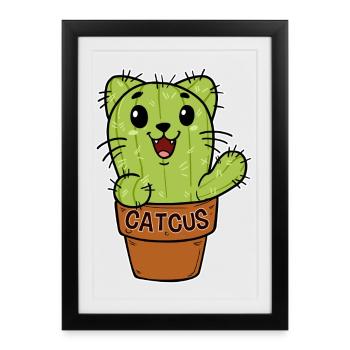 Cactus chaton Cactus Cactus - Affiche encadrée (27 × 37 cm) - noir - Devant