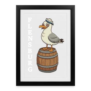 Flensburg Seagull Drunk - Framed poster (27 × 37 cm) - black - Front