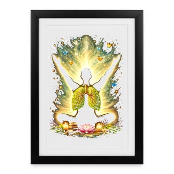 Meditation Breathing Nature Lung Design - Framed poster (27 × 37 cm) - black - Front