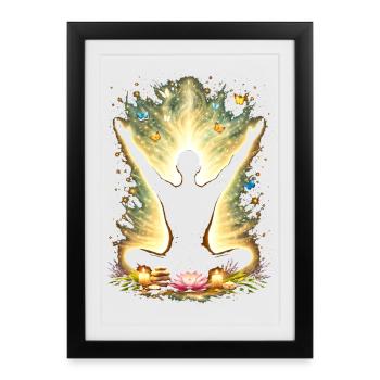 Méditation Conception de l’énergie de pleine conscience - Affiche encadrée (27 × 37 cm) - noir - Devant