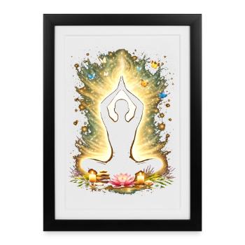 Yoga Pleine Conscience Énergie Conception de Silhouettes - Affiche encadrée (27 × 37 cm) - noir - Devant