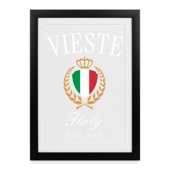 Couronne d’armoiries Vieste Italie – Souvenir de voyage - Affiche encadrée (27 × 37 cm) - noir - Devant