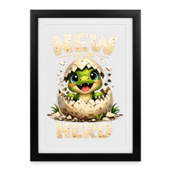 Cute Baby Dinosaur – New to the Herd - Framed poster (27 × 37 cm) - black - Front