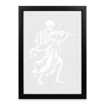 Squelette joue du violon - Affiche encadrée (27 × 37 cm) - noir - Devant