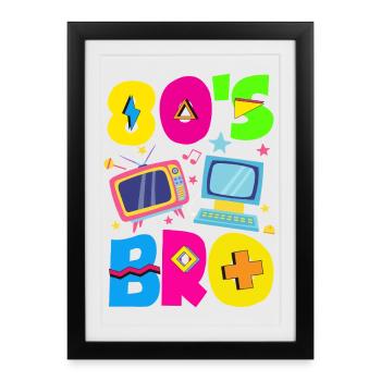 Retour rétro au design vintage des années 80 - Affiche encadrée (27 × 37 cm) - noir - Devant