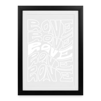 Motif des vagues typographiques rave - Affiche encadrée (27 × 37 cm) - noir - Devant