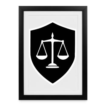 Avocat Droit Droit Avocat Balance Droit Judiciaire - Affiche encadrée (27 × 37 cm) - noir - Devant