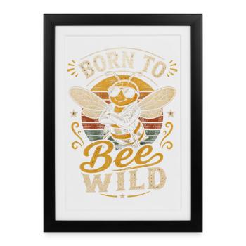 Né de Bee Wild Rétro Biker Bee - Affiche encadrée (27 × 37 cm) - noir - Devant