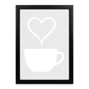 Cadeau de la tasse à café Cœur Café Tasse d’espresso - Affiche encadrée (27 × 37 cm) - noir - Devant