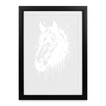 Tête de Cheval Splash Blanc - Affiche encadrée (27 × 37 cm) - noir - Devant