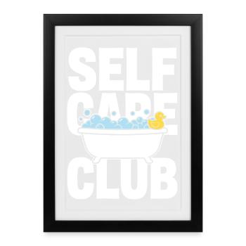 Self Care Club with bubble bath and duck - Framed poster (27 × 37 cm) - black - Front