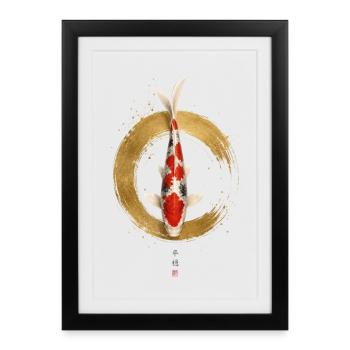 Elegant Koi – Design zen japonais - Affiche encadrée (27 × 37 cm) - noir - Devant