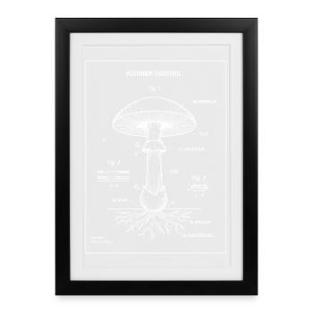 Toadstoolpilz-Blaupausendiagramm - Gerahmtes Poster (27 × 37 cm) - Schwarz - Vorne