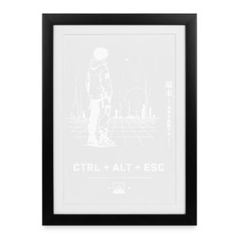 Ctrl Alt Esc Neon Skyline - Gerahmtes Poster (27 × 37 cm) - Schwarz - Vorne