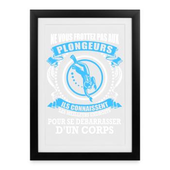 Plongeurs et corps - Affiche encadrée (27 × 37 cm) - noir - Devant