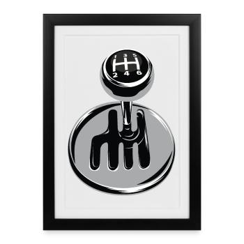 Gear shift - sport automobile - Affiche encadrée (27 × 37 cm) - noir - Devant