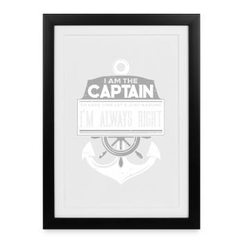 Capitaine de bateau cadeau de propriétaire de bateau - Affiche encadrée (27 × 37 cm) - noir - Devant
