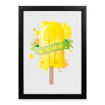 Crème glacée délicieuse jaune citron dans un style graffiti - Affiche encadrée (27 × 37 cm) - noir - Devant
