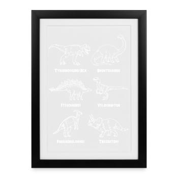Variétés de dinosaures - Affiche encadrée (27 × 37 cm) - noir - Devant