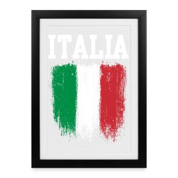Italia Brush Flag - Framed poster (27 × 37 cm) - black - Front