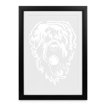 Russian Terrier Head "Black Edition" - Framed poster (27 × 37 cm) - black - Front