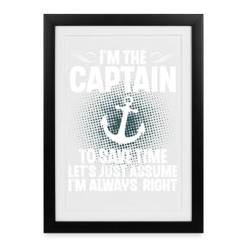 Capitaine Voilier Bateau à moteur Bateau Marin - Affiche encadrée (27 × 37 cm) - noir - Devant