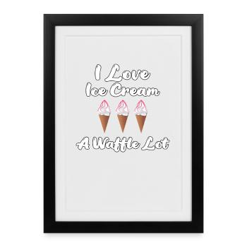 I Love Ic Cream Waffle Trio - Framed poster (27 × 37 cm) - black - Front