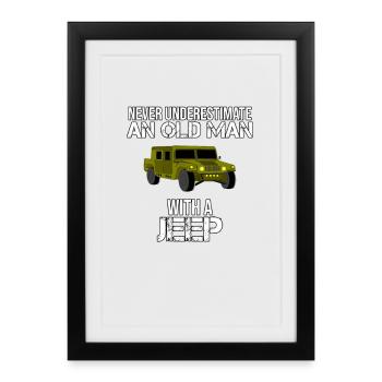Aventure en jeep du vieil homme - Affiche encadrée (27 × 37 cm) - noir - Devant