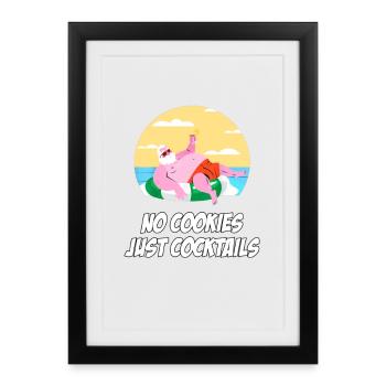 Cocktails du Père Noël sur la plage - Affiche encadrée (27 × 37 cm) - noir - Devant