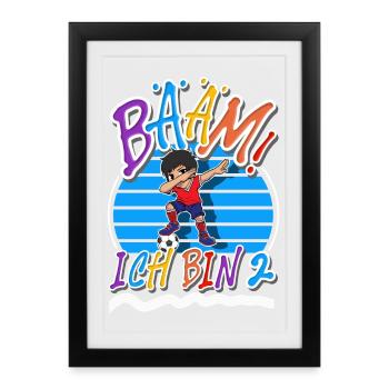 2. Geburtstag Kinder Fußball - Gerahmtes Poster (27 × 37 cm) - Schwarz - Vorne