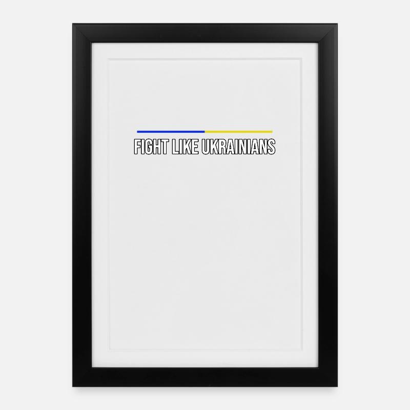 Bannière Fight Like Ukrainians - Affiche encadrée (27 × 37 cm) - noir
