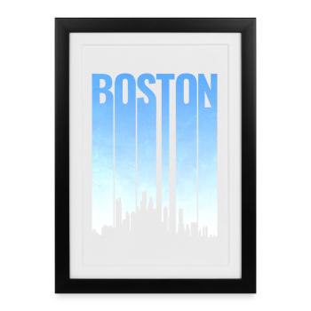 Boston Skyline Classic T-Shirt - Affiche encadrée (27 × 37 cm) - noir - Devant