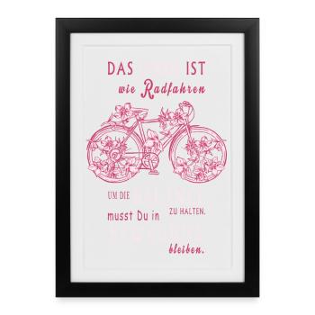 La vie est comme le vélo - Affiche encadrée (27 × 37 cm) - noir - Devant