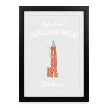 Bremerhaven, phare Loschenturm - Affiche encadrée (27 × 37 cm) - noir - Devant