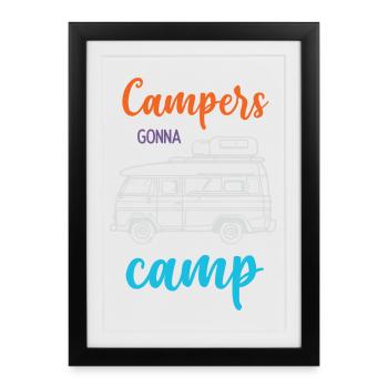 Campeurs qui vont au camp - Affiche encadrée (27 × 37 cm) - noir - Devant