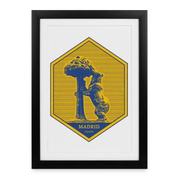 Emblème de Madrid avec ours et arbre - Affiche encadrée (27 × 37 cm) - noir - Devant