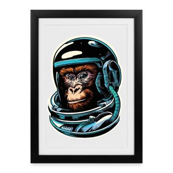 Singe de l’espace - Affiche encadrée (27 × 37 cm) - noir - Devant