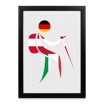 Alpenüberquerung E5 Wandern - Gerahmtes Poster (27 × 37 cm) - Schwarz - Vorne