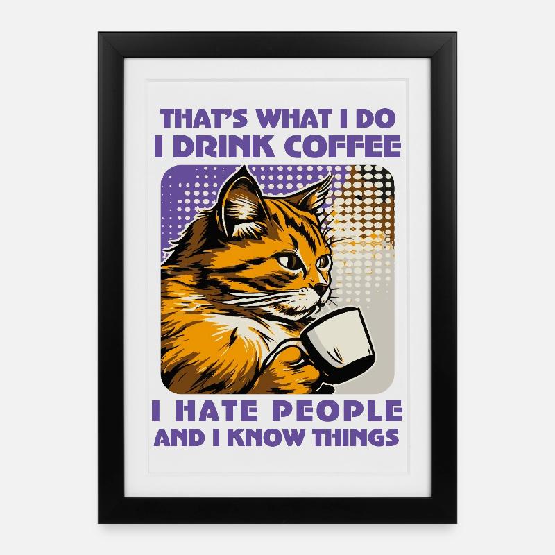 Caffeine-Powered Cat Lover - Framed poster (27 × 37 cm) - black