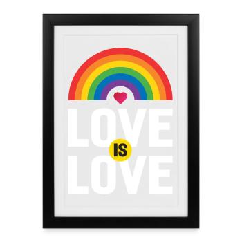 Mois de la fierté LGBTQ - Love is Love - Affiche encadrée (27 × 37 cm) - noir - Devant